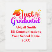 卒業パーソナライズされた赤、オレンジ紫 ワインラベル (シングルラベル)