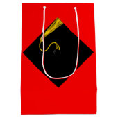 卒業パーソナライズされた赤 ミディアムペーパーバッグ (裏面)