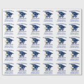 卒業パーソナライズされた青と金ゴールド ラッピングペーパー (フラット)