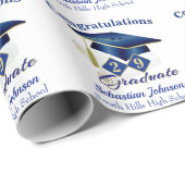 卒業パーソナライズされた青と金ゴールド ラッピングペーパー (ロールコーナー)