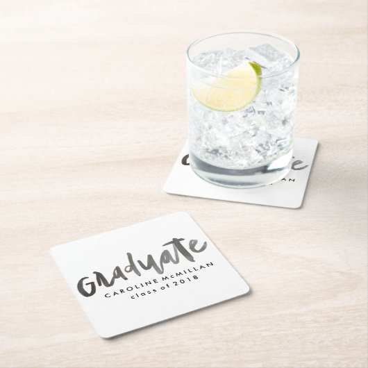 卒業パーソナライズされた スクエアペーパーコースター (インサイチュ)