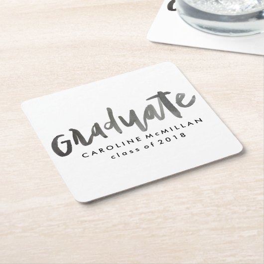 卒業パーソナライズされた スクエアペーパーコースター (アングル)