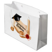 卒業パーソナライズされた ラージペーパーバッグ (裏面アングル)