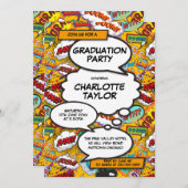 卒業パーティおもしろい漫画図書区分2022 招待状 (正面/裏面)