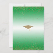 卒業パーティの日付を緑の金ゴールドに保存 招待状 (裏面)