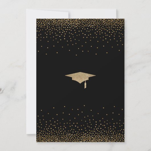 卒業パーティの日付を黒に金ゴールドする 招待状 (裏面)