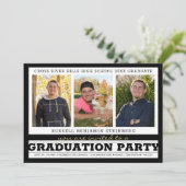 卒業パーティはっきりしたーストライプ4白黒 招待状 (スタンド正面)