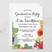 卒業パーティアロハトロピカルルアウ(ハワイ式宴会)パーティー招待状 招待状 (正面/裏面)