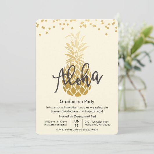 卒業パーティアロハルアウ（ハワイ式宴会）パーティの招待状 招待状 (スタンド正面)