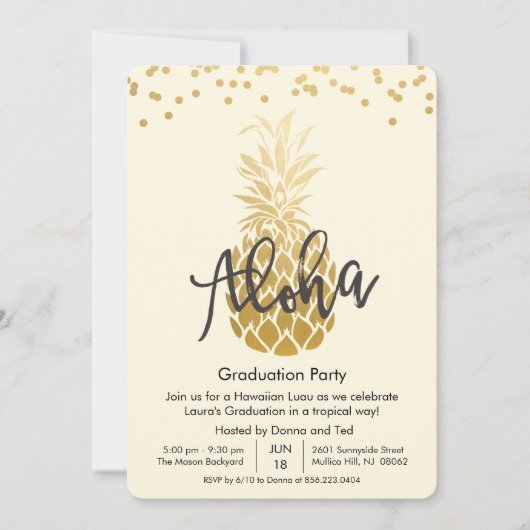 卒業パーティアロハルアウ（ハワイ式宴会）パーティの招待状 招待状 (正面)