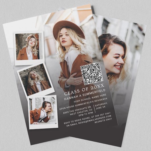 卒業パーティイ数々のト写真QRコードグラード2025 招待状