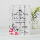 卒業パーティウォーターカラーフローラウッド招待状 招待状 (スタンド正面)