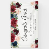 卒業パーティウォーターカラーブルゴーニュフローラ 横断幕 (縦)