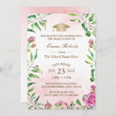 卒業パーティエレガントの水彩フローラ 招待状 (正面/裏面)