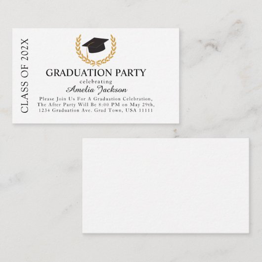 卒業パーティエレガントーの発表挿入カード エンクロージャーカード (正面/裏面)