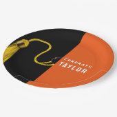 卒業パーティオレンジ紙プレート ペーパープレート (アングル)