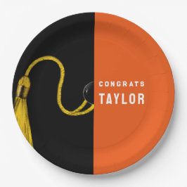 卒業パーティオレンジ紙プレート ペーパープレート