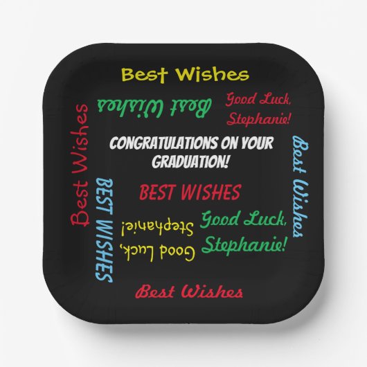 卒業パーティカラフルおもしろいスクエアまたはラウンド ペーパープレート (正面)