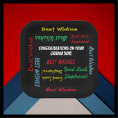 卒業パーティカラフルおもしろいスクエアまたはラウンド ペーパープレート