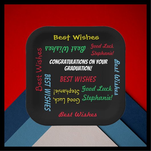 卒業パーティカラフルおもしろいスクエアまたはラウンド ペーパープレート