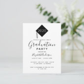 卒業パーティキャップ白黒2025への招待 ポストカード (スタンド正面)