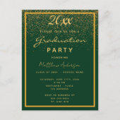 卒業パーティグリーン金ゴールド紙吹雪2025 インビテーションポストカード (正面)