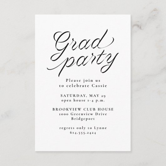 卒業パーティシンプルーの白黒 エンクロージャーカード (正面)