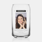 卒業パーティシンプルーモダンのスクリプトフォトブラック ガラス缶 (正面)