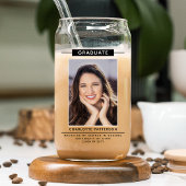 卒業パーティシンプルーモダンのスクリプトフォトブラック ガラス缶