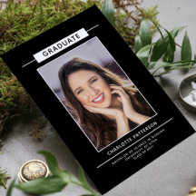 卒業パーティシンプルーモダンのスクリプトフォトブラック