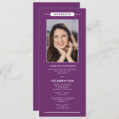 卒業パーティシンプルーモダン写真QRコード 招待状 (正面/裏面)