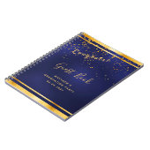 卒業パーティダークブルー金ゴールドゲストブック ノートブック (左側)