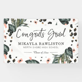 卒業パーティバナー |熱帯ジャングルの緑 横断幕