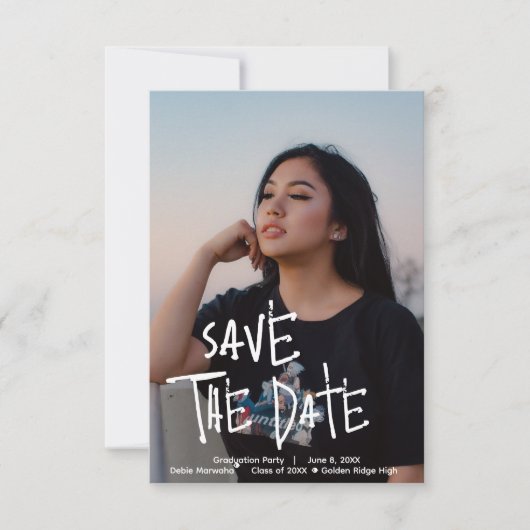 卒業パーティパーソナライズされた日付カードの保存 サンキューカード (正面)