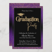 卒業パーティパープルグラデーション紙吹雪招待状 招待状 (正面/裏面)