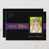 卒業パーティフォトパープル招待状 招待状 (正面/裏面)