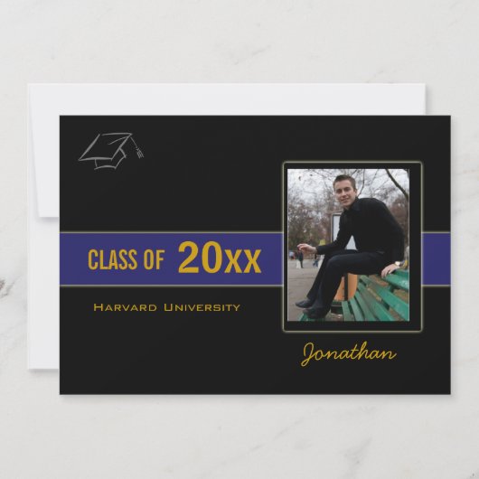 卒業パーティフォトブルー招待状 招待状 (正面)