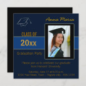 卒業パーティフォトブルー招待状 招待状 (正面/裏面)