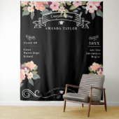 卒業パーティフォトブース水彩フローラ タペストリー (インサイチュ)