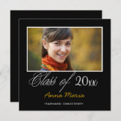 卒業パーティフォト金ゴールド招待状 招待状 (正面/裏面)