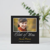 卒業パーティフォト金ゴールド招待状 招待状 (スタンド正面)