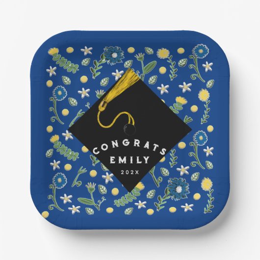 卒業パーティフラワーズ紙プレート ペーパープレート (正面)
