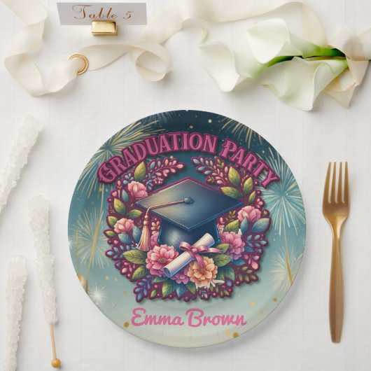 卒業パーティフローラパーティー ペーパープレート (ウェディング)