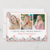 卒業パーティフローラ幾何バラ金ゴールド赤面 招待状 (正面)