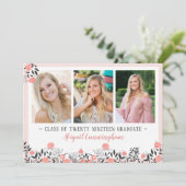 卒業パーティフローラ幾何バラ金ゴールド赤面 招待状 (スタンド正面)