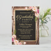 卒業パーティフローラ素朴カントリーウッド 招待状 (スタンド正面)