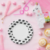 卒業パーティブラックタッセルキャップ ペーパープレート (パーティー)