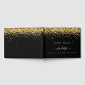 卒業パーティブラック金ゴールドグリッター ゲストブック (全面)
