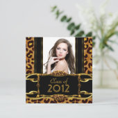 卒業パーティブラック金ゴールドヒョウ少女 招待状 (スタンド正面)