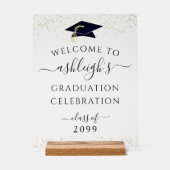 卒業パーティブラック金ゴールド歓迎 アクリルサイン (正面)